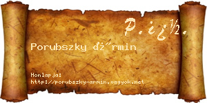 Porubszky Ármin névjegykártya