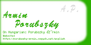 armin porubszky business card